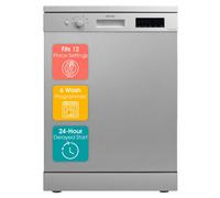 Abode Freestanding Dishwasher Class E with 12 Place Settings, 6 Wash Programs, 24-Hour Delay Start, Removable Cutlery Basket & Deep Clean Function in Stainless Steel A60DW00E1SS
