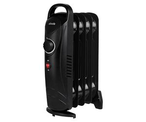Abode 5 Fin Oil Filled Radiator 650W Portable Electric Heater in Black, Overheat Protection & Tip Over Protection, Portable with Integrated Handle AOFR5001B
