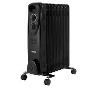 Abode 9 Fin Oil Filled Radiator 2000W Portable Electric Heater in Black with 3 Heat Settings, Overheat Protection & Tip Over Protection, Portable with Integrated Handle AOFR9003 (Black, 9 Fin)