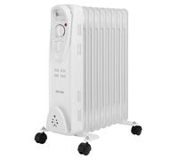 Abode 9 Fin Oil Filled Radiator 2000W Portable Electric Heater in White with 3 Heat Settings, Overheat Protection & Tip Over Protection, Portable with Integrated Handle AOFR9003 (White, 9 Fin)