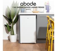 Abode Under Counter Fridge 50cm Wide Freestanding White 114 Litre Removeable Glass Shelves & Drawer, Adjustable Feet & Reversible Door A85UCLF504E1W (New 2025 Model, White)
