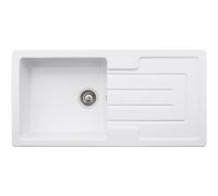 Abode Acton 1 Bowl and Drainer Ceramic Inset Sink - White