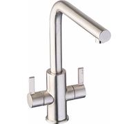 Abode Althia Brushed Steel Twin Lever Kitchen Sink Mixer Tap AT1257