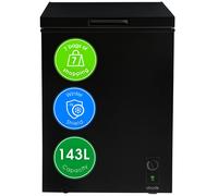 Abode Freestanding Black Chest Freezer 142L with Removable Wire Basket & Counter Balance Lid, Adjustable Thermostat, Suitable for Garages & Outbuildings A142CF0E1B (Black, 143 Litre)
