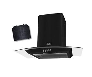 Abode Chimney Cooker Hood 60cm Curved Glass Black Extractor Hood & Recirculation with 1x Carbon Filters, Wall Mounted Range Hood Extractor Fan, 3 Speed Settings, AGCH6031B (Black)