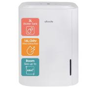 Abode Dehumidifier 16 Litre/Day with Digital Display for Damp, Mould & Moisture in Home, Kitchen, Bedroom, Office, Caravan, Laundry Drying, 44m2 Room Coverage, Smart Timer, White ADH1601