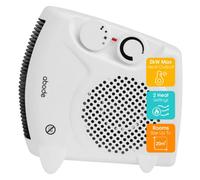 Abode, AFH1001, Horizontal and Vertical Fan Heater with 2kW Power, 2 Heat Settings, Overheat Protection, Adjustable Thermostat, 20m2 Room Size in White