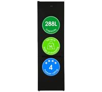 Abode Fridge Freezer Freestanding with Reversible Door, Adjustable Thermostat & Feet, 70/30 288 Litre, 180cm High, LED Light, Black A180FF541E1B