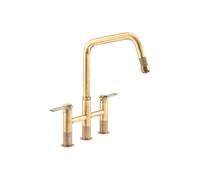Abode Hex Bridge Dual Lever Mixer Tap with Pull Out - Antique Brass Finish: Antique Brass