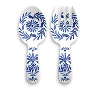 Abode Homewares Azul Melamine Salad Servers Set, 2 Piece Serving Spoon & Fork Set, Bpa-Free, Dishwasher Safe