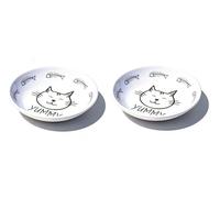Abode Homewares Black and White Yummy Pet Saucer, 0.75 Cup, Set of 2