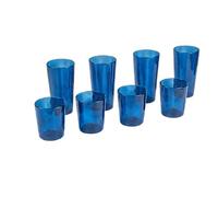 Abode Homewares Fizz Bubbles Premium Plastic Drinkware 8 Piece Set, with 4 Jumbo and 4 Double Old Fashioned Glasses, Deep Blue