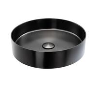 Abode Iox 375mm Round Steel Basin - PVD Black Finish: PVD Black