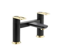 Abode Levarto Deck Mounted Bath Filler - Matt Black and Brass Finish: Matt Black and Brass