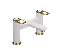 Abode Levarto Deck Mounted Bath Filler - Matt White and Brass Finish: Matt White and Brass