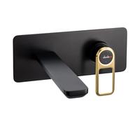 Abode Levarto Wall Mounted Basin / Bath Mixer - Matt Black & Brass Finish: Matt Black & Brass