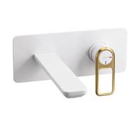 Abode Levarto Wall Mounted Basin / Bath Mixer - Matt White & Brass Finish: Matt White & Brass
