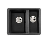 Abode Matrix Sq GR15 1.5 Bowl Granite Inset/Undermount Sink - Black Metallic