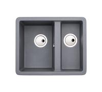 Abode Matrix Sq GR15 1.5 Bowl Granite Inset/Undermount Sink - Grey Metallic