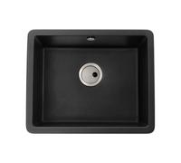 Abode Matrix Sq GR15 Large 1 Bowl Granite Inset/Undermount Sink - Black Metallic