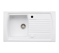 Abode Milford Single Bowl Inset Ceramic Kitchen Sink - White