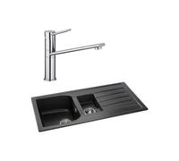 Abode Oriel 1.5 Bowl Inset Black Granite Sink and Specto Tap Pack