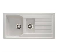 Abode Oriel 1.5 Bowl Reversible Granite Composite Kitchen Sink Matt White Inset