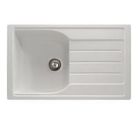 Abode Oriel Single Bowl Inset White Granite Kitchen Sink