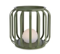 abode Outdoor Short Metal Plant Stand Table with Orb Light OLIVE GREEN