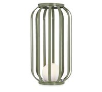 abode Outdoor Tall Metal Plant Stand Table with Orb Light OLIVE GREEN