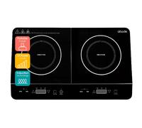 Abode Double Induction Hob Portable Digital Touch Control 2800W Double Electric Hob with 2 Cooking Zones, Plug In & Go, 10 Heat Settings 3 Hour Timer Black, Child Safety Lock AINDH2003