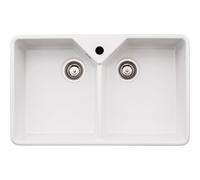 Abode Provincial Large 2 Bowl Undermount Sink - White