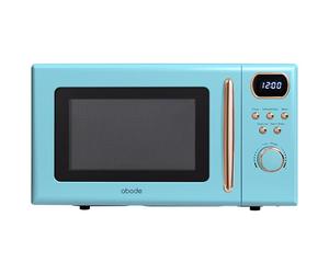 Abode Retro Microwave 20 Litre Blue with Rose Gold Accent Digital 800W, Mirror Finish, 8 Auto Cook Settings & Defrost, 5 Power Levels AMD2004GRG