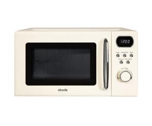Abode Retro Microwave 20 Litre Cream Digital 800W, Mirror Finish, 8 Auto Cook Settings & Defrost, 5 Power Levels Amd2004C