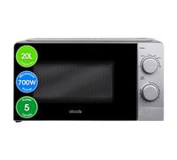 Abode 20L Manual Microwave Silver 700W with 5 Power Levels & Timer, Button & Dial Control, Defrost Function, AMM2005S (Manual, Silver)