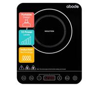 Abode Single Induction Hob Portable Digital Touch Control 2000W Double Electric Cooker, Plug In & Go 10 Heat Settings 3 Hour Timer Black with Child Safety Lock AINDH1002