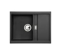 Abode Syncronist Compact 1 1/4 Bowl & Drainer Inset/Undermount Sink - Metallic Black Finish: Metallic Black