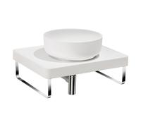 Abode Tableau/Cava Shelf and Round Basin Set - Chalk White with Chrome Finishes Finish: Chalk White with Chrome