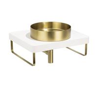 Abode Tableau/Iox Shelf & Round Basin Set - Chalk White with Brushed Brass Finishes Finish: Chalk White with Brushed Brass Finishes