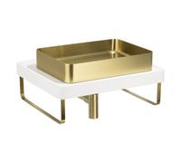Abode Tableau/Iox Shelf & Tablet Basin Set - Chalk White with Brushed Brass Finishes Finish: Chalk White with Brushed Brass Finishes