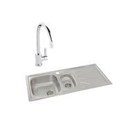 Abode Trydent 1.5 Bowl Inset Stainless Steel Sink and Atlas Tap Pack