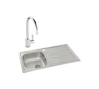 Abode Trydent 1 Bowl Inset Stainless Steel Sink and Atlas Tap Pack