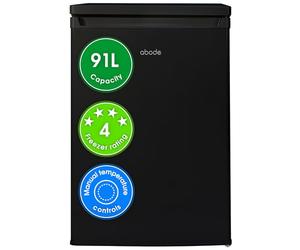 Abode Under Counter Freezer 55cm Wide Freestanding Black 91 Litre with 4 Drawers, Adjustable Feet & Reversible Door, 4 Star Freezer, Suitable for Garages & Outbuildings A85UCFZ552E1B (Black, 55 cm)
