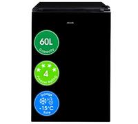 Abode Under Counter Freezer 48cm Wide Freestanding Black 60 Litre with 3 Drawers, Adjustable Feet & Reversible Door, 4 Star Freezer, Suitable for Garages & Outbuildings A85UCFZ482E1B (Black, 48 cm)