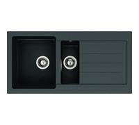Abode Xcite 1.5 Bowl and Drainer Granite Inset Sink - Black Metallic