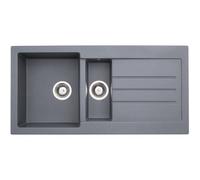 Abode Xcite 1.5 Bowl and Drainer Granite Inset Sink - Grey Metallic