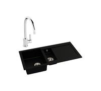 Abode Xcite 1.5 Bowl Inset Black Metallic Sink and Atlas Tap Pack