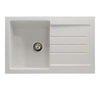 Abode Xcite 1 Bowl and Drainer Granite Inset Sink - Frost White