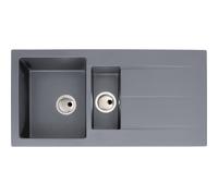 Abode Zero 1.5 Bowl and Drainer Granite Inset Sink - Grey Metallic