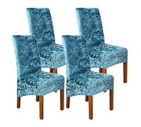 abodos Dining Chair Covers, Crushed Velvet Stretchable Elastic Chairs Protective Cover, Removable Washable Slipcovers for Dining Room Wedding Banquet Party Chair Covers,sky blue,set of 4